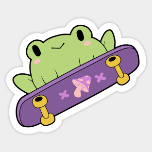 Cute skater frog Sticker